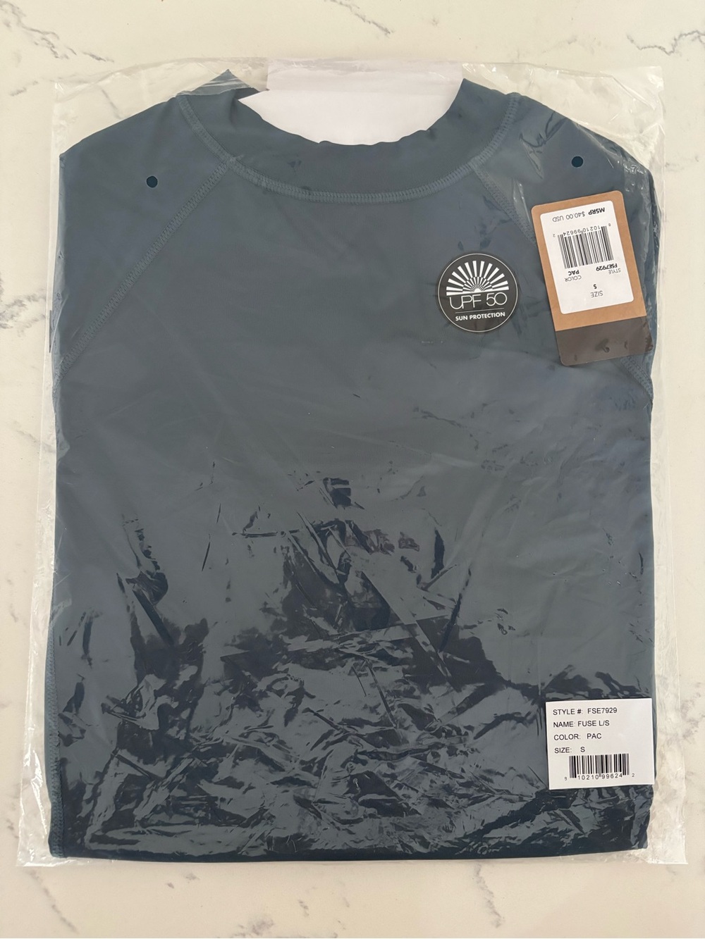 EVO Fuse Men's Long Sleeve Rashguard UPF 50+ Blue Size Small NWT Size S